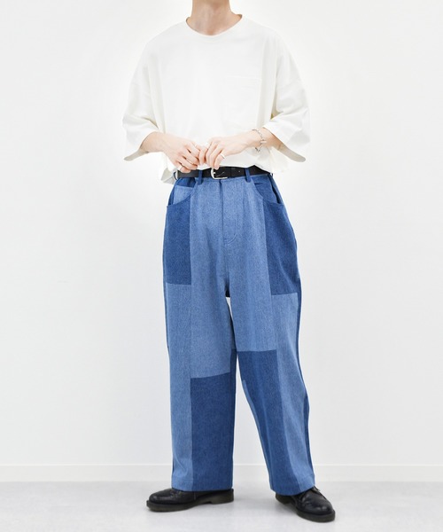 kutir（クティール）の「パッチワークワイドデニムパンツ（その他パンツ・メンズ・ライトブルー/オフホワイト・SMALL/MEDIUM/LARGE）」の21枚目の写真