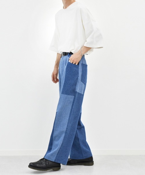 kutir（クティール）の「パッチワークワイドデニムパンツ（その他パンツ・メンズ・ライトブルー/オフホワイト・SMALL/MEDIUM/LARGE）」の11枚目の写真