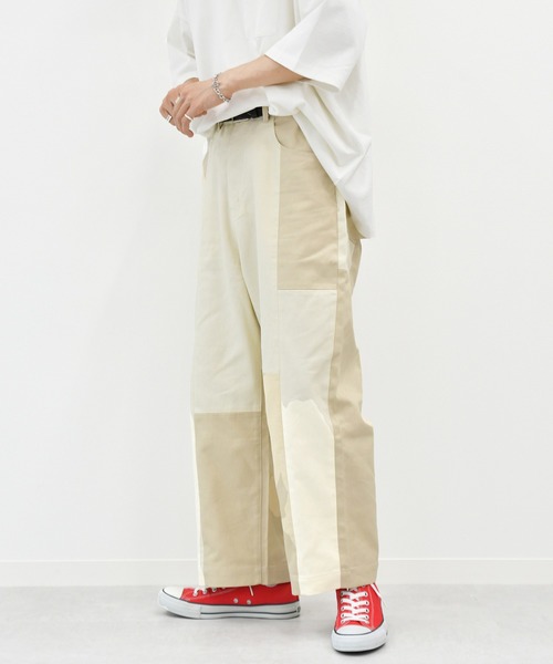 kutir（クティール）の「パッチワークワイドデニムパンツ（その他パンツ・メンズ・ライトブルー/オフホワイト・SMALL/MEDIUM/LARGE）」の16枚目の写真