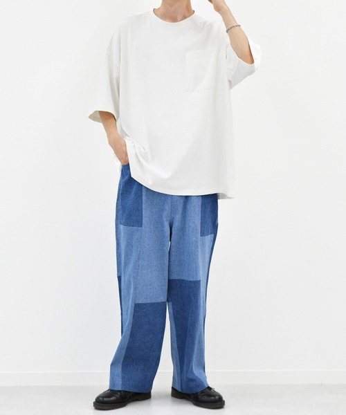 kutir（クティール）の「パッチワークワイドデニムパンツ（その他パンツ・メンズ・ライトブルー/オフホワイト・SMALL/MEDIUM/LARGE）」の14枚目の写真