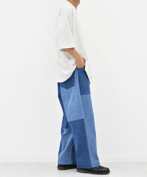 kutir（クティール）の「パッチワークワイドデニムパンツ（その他パンツ・メンズ・ライトブルー/オフホワイト・SMALL/MEDIUM/LARGE）」の6枚目の写真