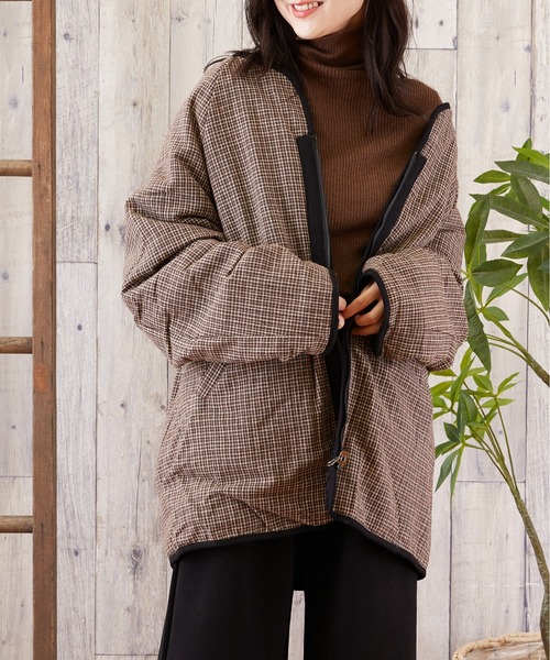 TONE SELECT WEAR（トーンセレクトウェア）の「【TONE SELECT WEAR】2WAYボア＆チェックコート(MI)（ブルゾン・レディース・ホワイト/ブラック/ブラウン・FREE）」の10枚目の写真
