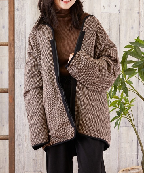 TONE SELECT WEAR（トーンセレクトウェア）の「【TONE SELECT WEAR】2WAYボア＆チェックコート(MI)（ブルゾン・レディース・ホワイト/ブラック/ブラウン・FREE）」の7枚目の写真