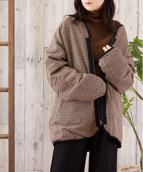 TONE SELECT WEAR（トーンセレクトウェア）の「【TONE SELECT WEAR】2WAYボア＆チェックコート(MI)（ブルゾン・レディース・ホワイト/ブラック/ブラウン・FREE）」の13枚目の写真