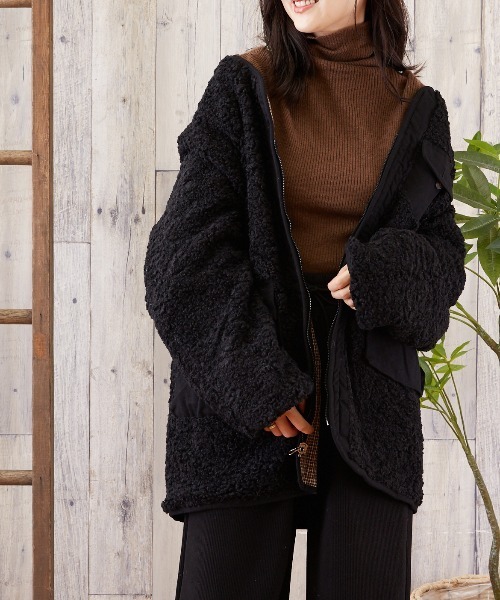 TONE SELECT WEAR（トーンセレクトウェア）の「【TONE SELECT WEAR】2WAYボア＆チェックコート(MI)（ブルゾン・レディース・ホワイト/ブラック/ブラウン・FREE）」の22枚目の写真