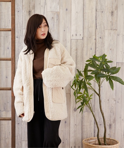 TONE SELECT WEAR（トーンセレクトウェア）の「【TONE SELECT WEAR】2WAYボア＆チェックコート(MI)（ブルゾン・レディース・ホワイト/ブラック/ブラウン・FREE）」の11枚目の写真