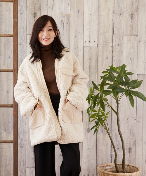 TONE SELECT WEAR（トーンセレクトウェア）の「【TONE SELECT WEAR】2WAYボア＆チェックコート(MI)（ブルゾン・レディース・ホワイト/ブラック/ブラウン・FREE）」の14枚目の写真