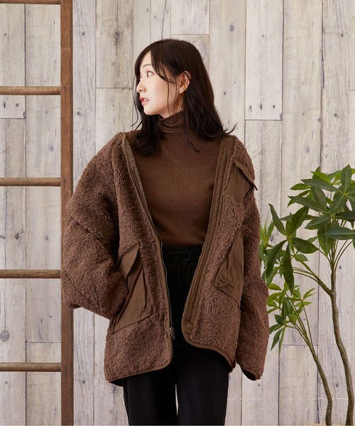TONE SELECT WEAR（トーンセレクトウェア）の「【TONE SELECT WEAR】2WAYボア＆チェックコート(MI)（ブルゾン・レディース・ホワイト/ブラック/ブラウン・FREE）」の17枚目の写真