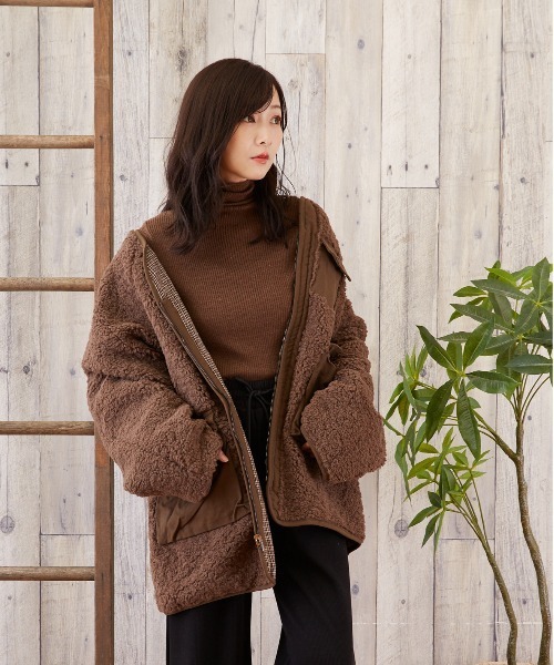 TONE SELECT WEAR（トーンセレクトウェア）の「【TONE SELECT WEAR】2WAYボア＆チェックコート(MI)（ブルゾン・レディース・ホワイト/ブラック/ブラウン・FREE）」の12枚目の写真