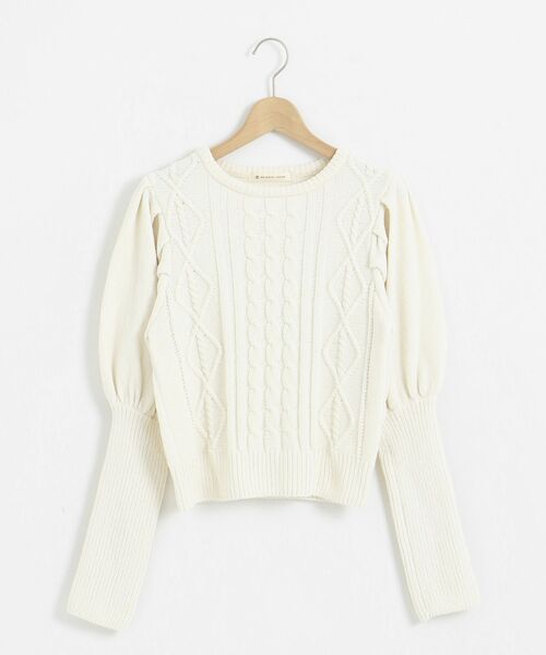 MAJESTIC LEGON(マジェスティックレゴン)の「モールパワショルニット(ニット/セーター・レディース・ピンク/アイボリー/ブラック/ボルドー/グリーン・MEDIUM)」の2枚目の写真