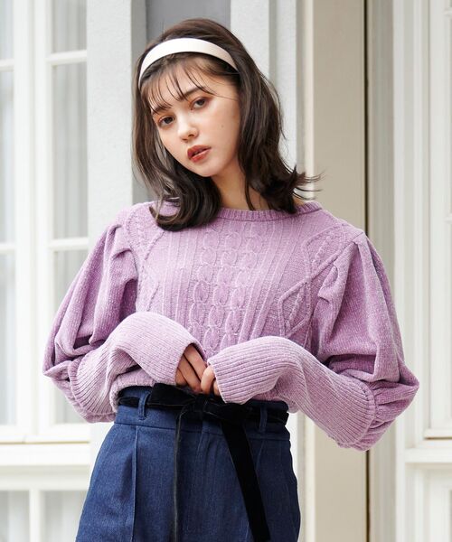 MAJESTIC LEGON(マジェスティックレゴン)の「モールパワショルニット(ニット/セーター・レディース・ピンク/アイボリー/ブラック/ボルドー/グリーン・MEDIUM)」の7枚目の写真