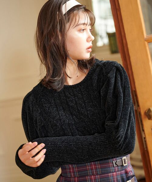 MAJESTIC LEGON(マジェスティックレゴン)の「モールパワショルニット(ニット/セーター・レディース・ピンク/アイボリー/ブラック/ボルドー/グリーン・MEDIUM)」の8枚目の写真