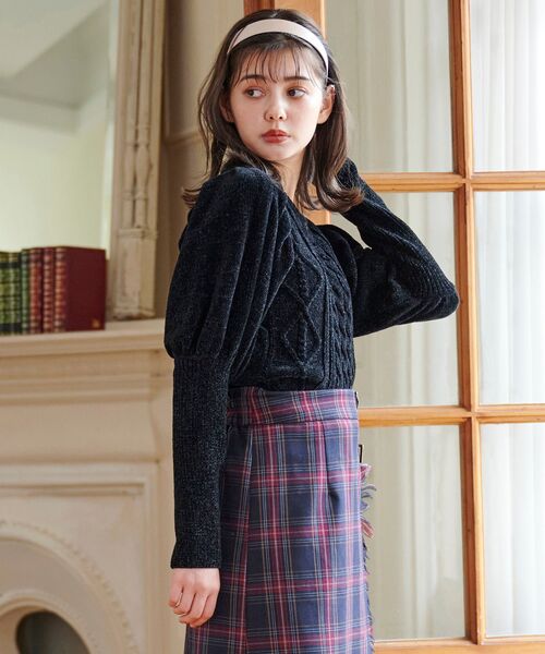 MAJESTIC LEGON(マジェスティックレゴン)の「モールパワショルニット(ニット/セーター・レディース・ピンク/アイボリー/ブラック/ボルドー/グリーン・MEDIUM)」の9枚目の写真