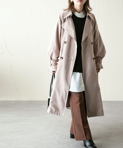 Chillfar(チルファー)の「キャンディスリーブビッグトレンチコート(トレンチコート・レディース・ベージュ/ピンク/ブルー/サンドベージュ/グレイッシュベージュ・MEDIUM/LARGE)」の11枚目の写真