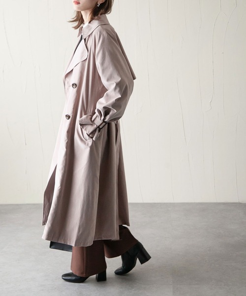 Chillfar(チルファー)の「キャンディスリーブビッグトレンチコート(トレンチコート・レディース・ベージュ/ピンク/ブルー/サンドベージュ/グレイッシュベージュ・MEDIUM/LARGE)」の12枚目の写真