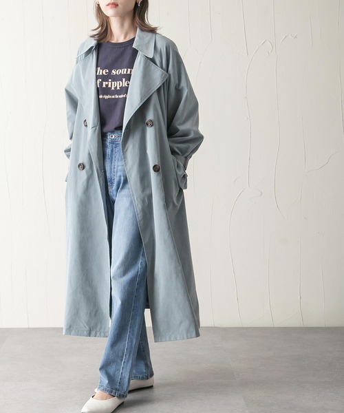 Chillfar(チルファー)の「キャンディスリーブビッグトレンチコート(トレンチコート・レディース・ベージュ/ピンク/ブルー/サンドベージュ/グレイッシュベージュ・MEDIUM/LARGE)」の17枚目の写真