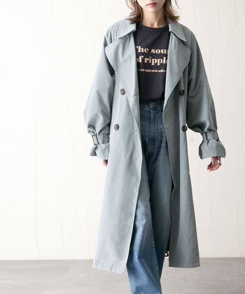 Chillfar(チルファー)の「キャンディスリーブビッグトレンチコート(トレンチコート・レディース・ベージュ/ピンク/ブルー/サンドベージュ/グレイッシュベージュ・MEDIUM/LARGE)」の18枚目の写真