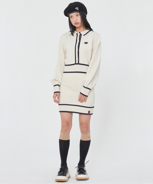 ROMANTIC CROWN（ロマンティッククラウン）の「【ROMANTIC CROWN WOMAN】BALLOON SLEEVE KNIT DRESS / ロマンティッククラウン バルーン ニット ドレス（ワンピース・レディース・ネイビー/オートミール・SMALL/MEDIUM）」の8枚目の写真