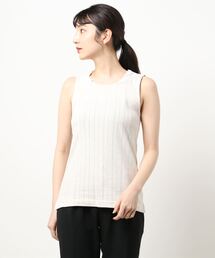 Samansa Mos2 | パターンメッシュ衿レース付ノースリーブ(Tシャツ/カットソー)
