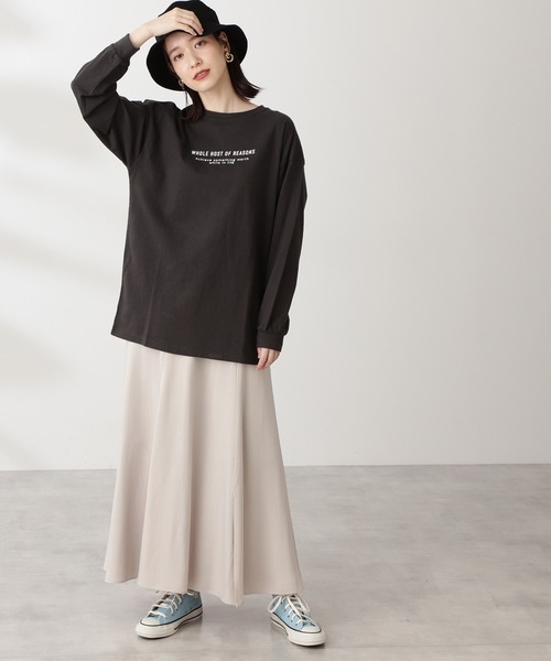 N.(N. Natural Beauty Basic)(エヌエヌナチュラルビューティーベーシック)の「メッセージロングTシャツ(Tシャツ/カットソー・レディース・ホワイト/ブラック・MEDIUM)」の9枚目の写真