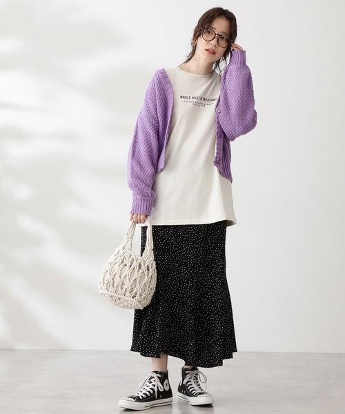 N.(N. Natural Beauty Basic)(エヌエヌナチュラルビューティーベーシック)の「メッセージロングTシャツ(Tシャツ/カットソー・レディース・ホワイト/ブラック・MEDIUM)」の3枚目の写真