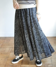 フラワープリントパネルスカート