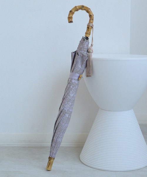 utatane(ウタタネ)の「日傘 完全遮光100% スライドショート47cm インド更紗 バンブー タッセル付(長傘・レディース・ネイビー/レッド/マスタード/ピンク/ブルー/ラベンダー/グリーン・FREE)」の1枚目の写真