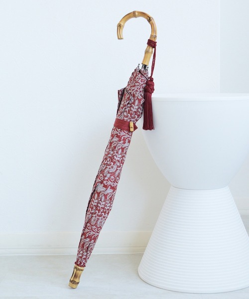 utatane(ウタタネ)の「日傘 完全遮光100% スライドショート47cm インド更紗 バンブー タッセル付(長傘・レディース・ネイビー/レッド/マスタード/ピンク/ブルー・FREE)」の18枚目の写真