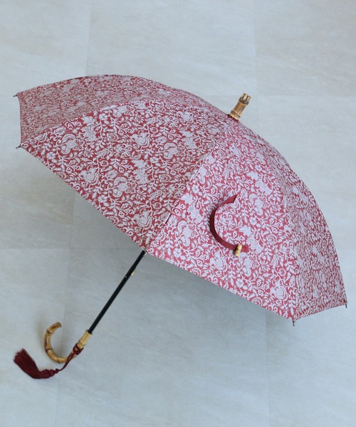 utatane(ウタタネ)の「日傘 完全遮光100% スライドショート47cm インド更紗 バンブー タッセル付(長傘・レディース・ネイビー/レッド/マスタード/ピンク/ブルー・FREE)」の19枚目の写真