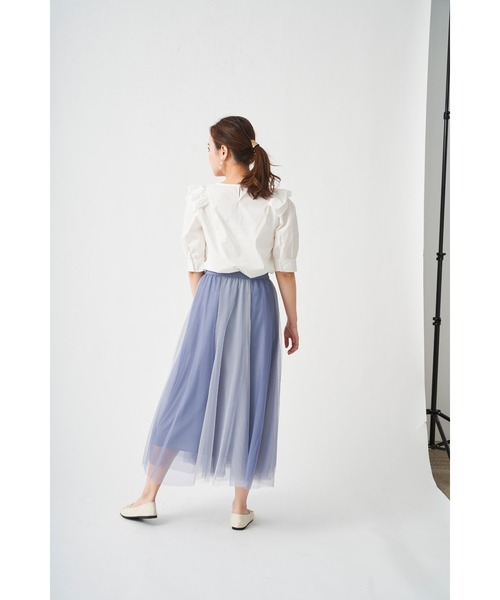 Chez toi(シェトワ)の「配色チュールスカート(スカート・レディース・ブルー/カーキ/ベージュ/チャコールグレー・FREE)」の17枚目の写真