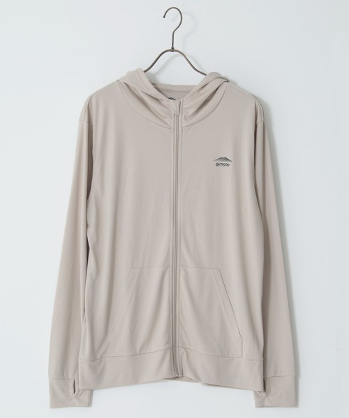 OUTDOOR PRODUCTS APPAREL（アウトドアプロダクツアパレル）の「防蚊加工　ＵＶカットパーカー　UPF50＋　冷感機能/UVカット機能/耐塩素機能　ラッシュガードとしても使用可　ワンポイントブランドロゴ（パーカー・メンズ・カーキ/グレー/ブラック/ネイビー・MEDIUM/LARGE/X-LARGE）」の4枚目の写真