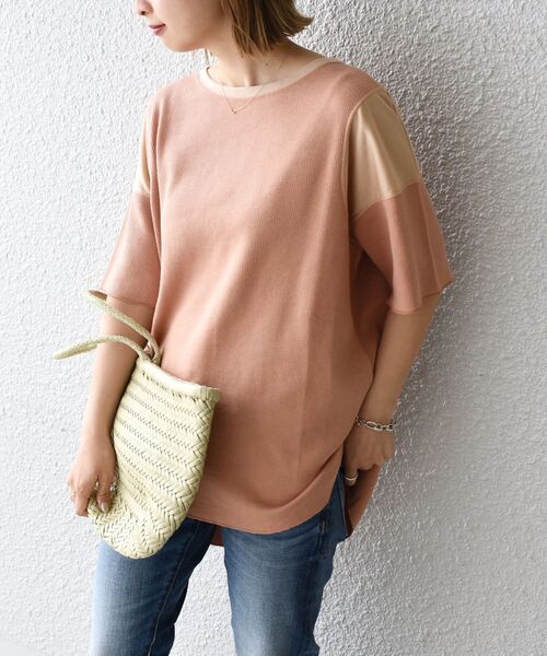 SHIPS(シップス)の「【WEB限定】〈手洗い可能〉ドッキングデザイントップス◇(Tシャツ/カットソー・レディース・ベージュ/ナチュラル/オリーブ/イエロー/ピンク・ONE SIZE)」の5枚目の写真