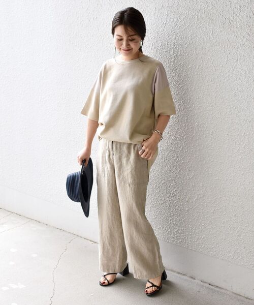 SHIPS(シップス)の「【WEB限定】〈手洗い可能〉ドッキングデザイントップス◇(Tシャツ/カットソー・レディース・ベージュ/ナチュラル/オリーブ/イエロー/ピンク・ONE SIZE)」の22枚目の写真