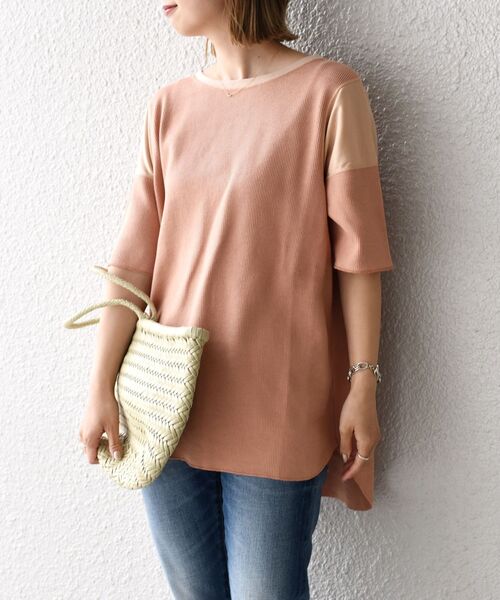 SHIPS(シップス)の「【WEB限定】〈手洗い可能〉ドッキングデザイントップス◇(Tシャツ/カットソー・レディース・ベージュ/ナチュラル/オリーブ/イエロー/ピンク・ONE SIZE)」の19枚目の写真