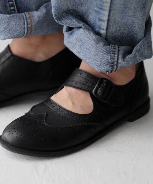 antiqua（アンティカ）の「ウィングチップストラップシューズ（ローファー・レディース・ブラック・LL/S/M/L）」の8枚目の写真