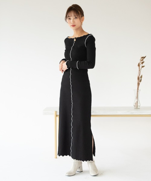 VRIA CHARME（バリアシャルム）の「リブメロウロングワンピース/ドレス（ワンピース・レディース・ブラック/オレンジ/ネイビー・FREE）」の15枚目の写真