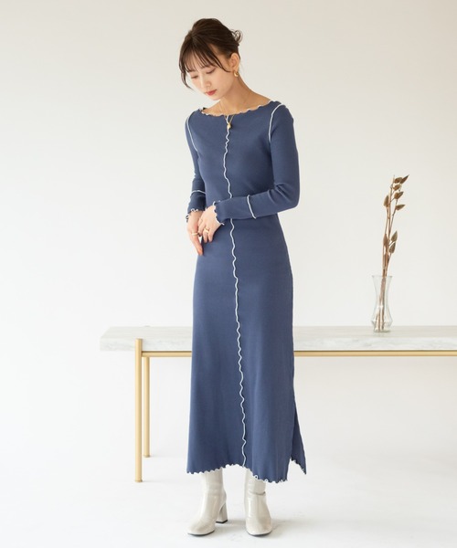 VRIA CHARME（バリアシャルム）の「リブメロウロングワンピース/ドレス（ワンピース・レディース・ブラック/オレンジ/ネイビー・FREE）」の18枚目の写真