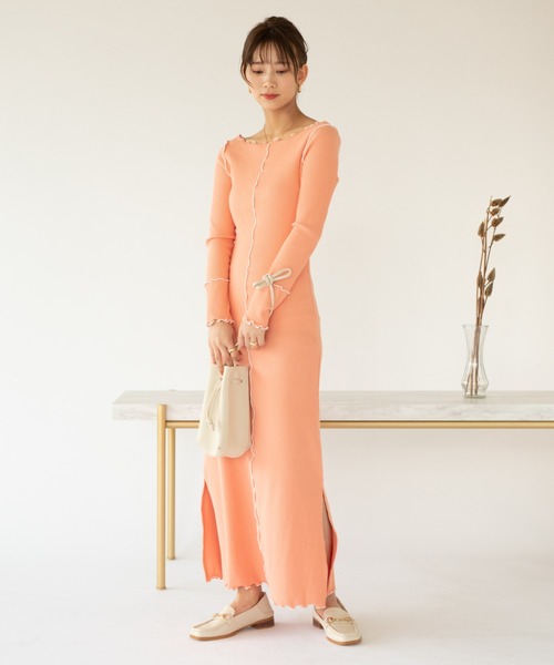 VRIA CHARME（バリアシャルム）の「リブメロウロングワンピース/ドレス（ワンピース・レディース・ブラック/オレンジ/ネイビー・FREE）」の21枚目の写真