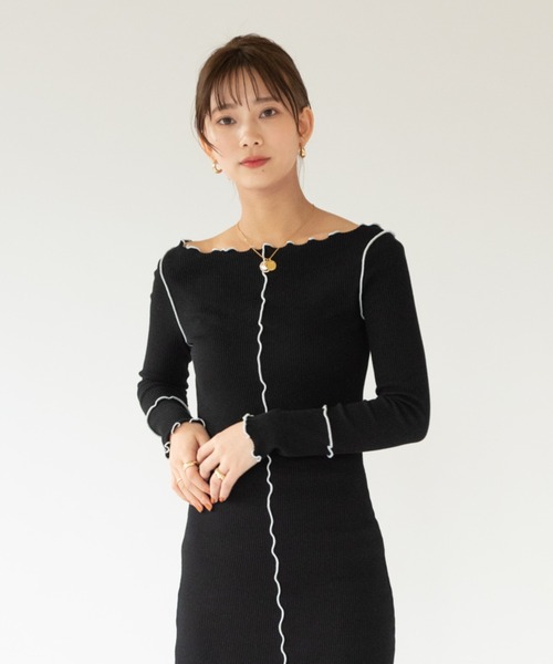 VRIA CHARME（バリアシャルム）の「リブメロウロングワンピース/ドレス（ワンピース・レディース・ブラック/オレンジ/ネイビー・FREE）」の6枚目の写真