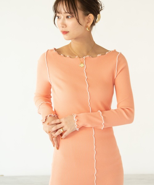 VRIA CHARME（バリアシャルム）の「リブメロウロングワンピース/ドレス（ワンピース・レディース・ブラック/オレンジ/ネイビー・FREE）」の13枚目の写真