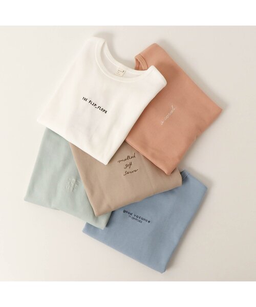 apres les cours（アプレレクール）の「/カラバリロゴTシャツ_接触冷感（Tシャツ/カットソー・キッズ・オフホワイト/ベージュ/オレンジ/サックスブルー/ミント・140/100/90/120/130/80/110）」の6枚目の写真