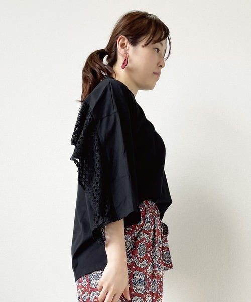 JETSET SOLO PLUS (ジェットセットソロプラス)の「バックレースコンビTシャツ(Tシャツ/カットソー・レディース・オフホワイト/モカ/ブラック・FREE)」の8枚目の写真