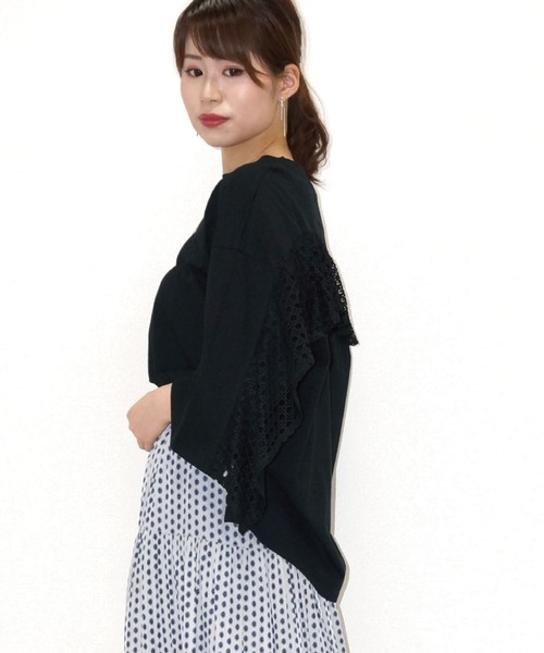 JETSET SOLO PLUS (ジェットセットソロプラス)の「バックレースコンビTシャツ(Tシャツ/カットソー・レディース・オフホワイト/モカ/ブラック・FREE)」の12枚目の写真