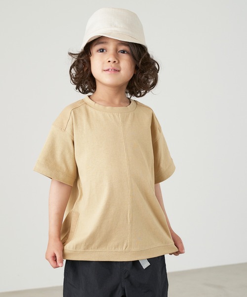 &yam(アンドヤム)の「USAコットン 異素材ミリタリーサイドスリット半袖Tシャツ(Tシャツ/カットソー・キッズ・ブルー/ブラック/ベージュ/グリーン・130-140cm/140-150cm/110-120cm/120-130cm/150-160cm)」の10枚目の写真