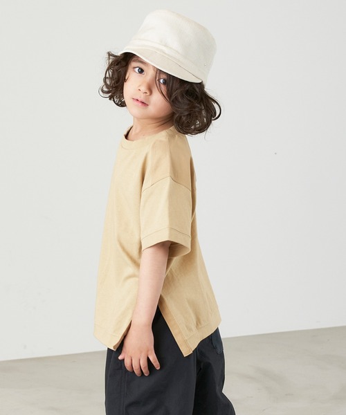 &yam(アンドヤム)の「USAコットン 異素材ミリタリーサイドスリット半袖Tシャツ(Tシャツ/カットソー・キッズ・ブルー/ブラック/ベージュ/グリーン・130-140cm/140-150cm/110-120cm/120-130cm/150-160cm)」の12枚目の写真