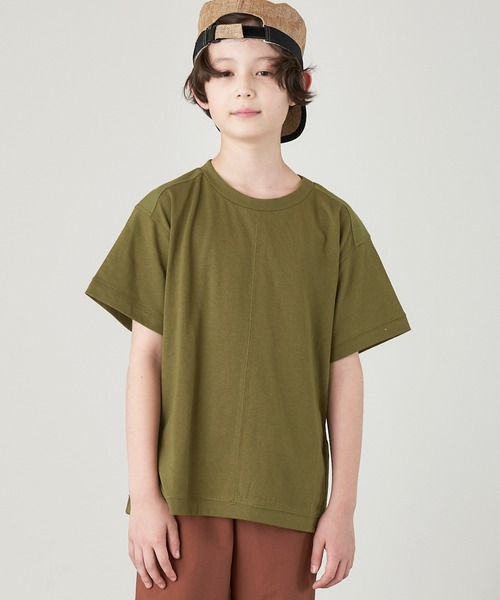 &yam(アンドヤム)の「USAコットン 異素材ミリタリーサイドスリット半袖Tシャツ(Tシャツ/カットソー・キッズ・ブルー/ブラック/ベージュ/グリーン・130-140cm/140-150cm/110-120cm/120-130cm/150-160cm)」の17枚目の写真