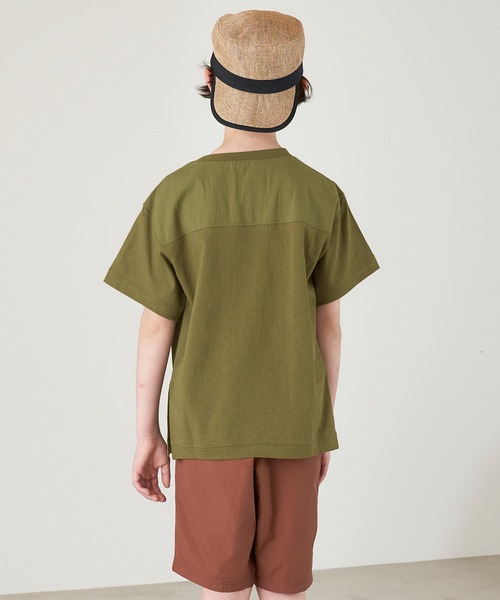&yam(アンドヤム)の「USAコットン 異素材ミリタリーサイドスリット半袖Tシャツ(Tシャツ/カットソー・キッズ・ブルー/ブラック/ベージュ/グリーン・130-140cm/140-150cm/110-120cm/120-130cm/150-160cm)」の19枚目の写真