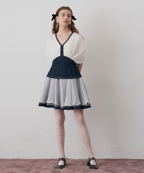 デニム シフォンコルセット風ミニワンピース ワンピース J1u ジユウ のファッション通販 Zozotown