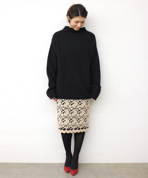 mystic（ミスティック）の「シェットランドビッグニット（ニット/セーター・レディース・オフホワイト/ブラック/グレー・ﾌﾘ-）」の11枚目の写真