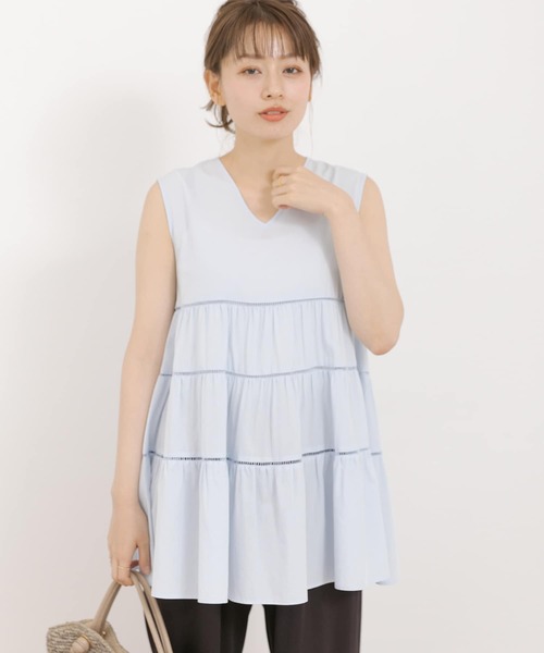 URBAN RESEARCH Sonny Label（アーバンリサーチサニーレーベル）の「Vネックティアードブラウス（シャツ/ブラウス・レディース・ブルー/ホワイト/ブラック・FREE）」の7枚目の写真